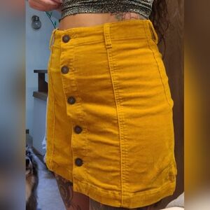 Forever 21 Mustard Corduroy A-Line Skirt